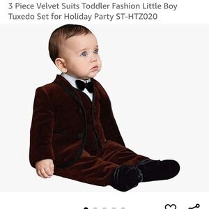 Toddler Velvet Tuxedo Set - Brown and Black